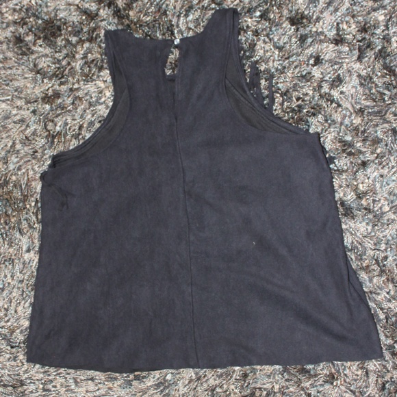 Hollister Fuax Suede Sleeveless Fringe Top Large - Picture 3 of 5